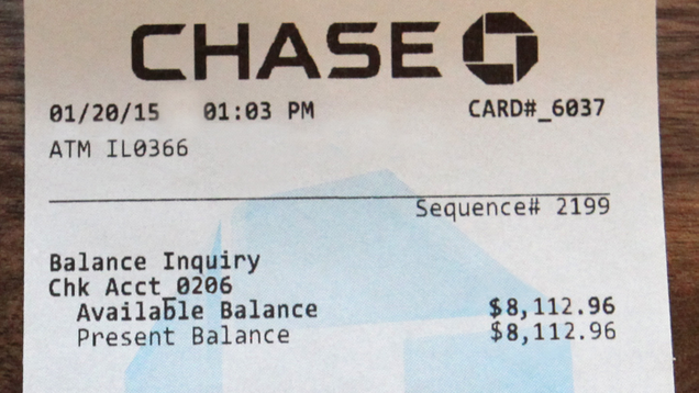 Illustration for article titled Incredible! Check Out This ATM Receipt For An Account With Over $8,000 In Available Funds!